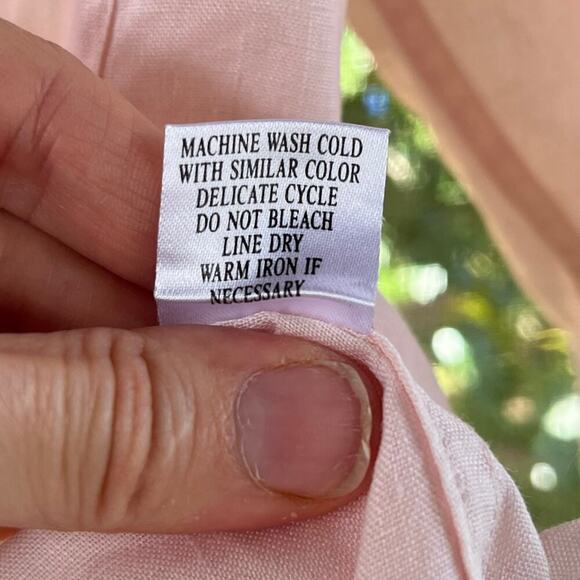 Go Silk Women's Light PInk 100% Linen Long Sleeve Button Down Shirt Size S - Picture 9 of 9